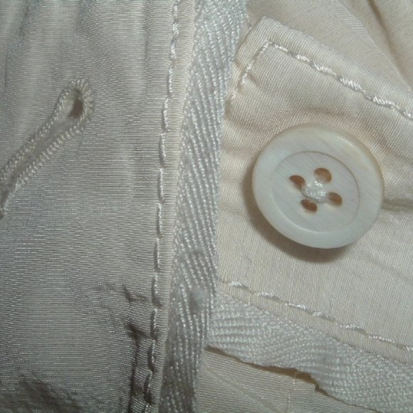 ELIE TAHARI IVORY button up shirt dress M epaulets safari pockets belt - Picture 2 of 8